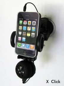 iPhone, hand-held mobile device holder with suction cup mount and optional mobile speaker